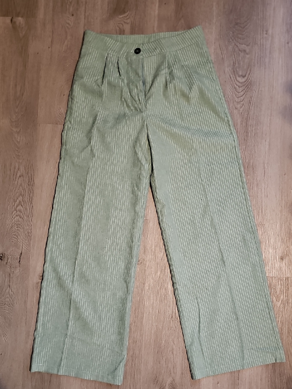 SHEIN Light Green Pinstripe Corduroy Pants
